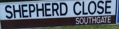 street sign - Shepherd Close, Southgate